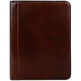 Time Resistance Leather Portfolio - A4 Document Folder - Italian Handcrafted Padfolio Organizer (Brown) - Gift Box Included