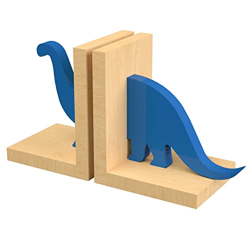 Image of X&Y Furniture for Growth Tan Orange Bookends, Book Organizer, Home Decorative, Blue Dino Book Holder for Kids Room (Blue)