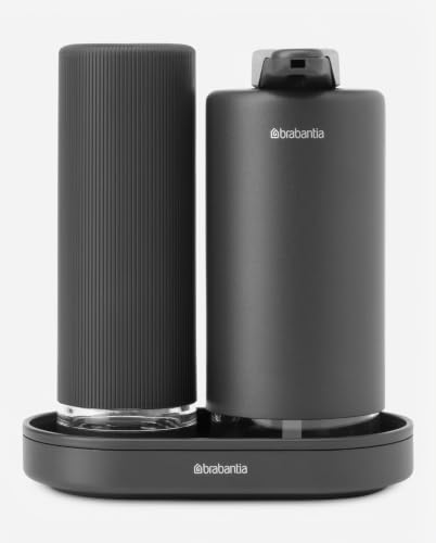 Brabantia - Ensemble Distributeur de Savon SinkStyle avec 2 Distributeurs Élégants pour Savon à Main et à Vaisselle, Plateau Texturé et Distributeur de Liquide Vaisselle - 2 x 200 ML