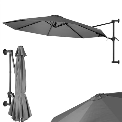 BAKAJI Parasol mural de jardin, diamètre 300 cm, parasol mural avec structure en métal, gazebo Air vent d'extérieur avec 8 ribs et couverture en polyester...