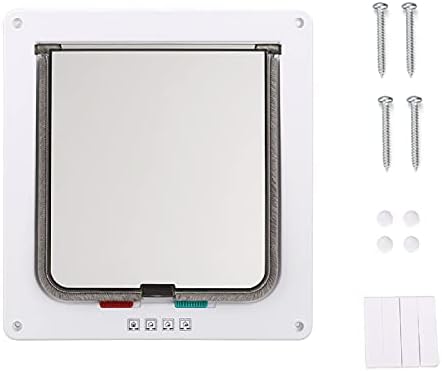 Youyijia 4 Way Pet Magnetic Locking Door 19.2*20*2cm For Cats And Small Dogs Indoor/Outdoor Cat Flap Door Safety Pet Magnetic Door (white)