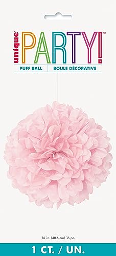 Lovely Pink Solid Hanging Tissue Pom Poms - 16\" (Pack of 12) - Elegant & Versatile Decor - Perfect for Weddings, Baby Showers, Parties & Events