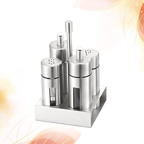 UPKOCH Porta Sal E Pimenta Saleiro De Mesa de Recipientes de Armazenamento de Removível de Aço Inoxi
