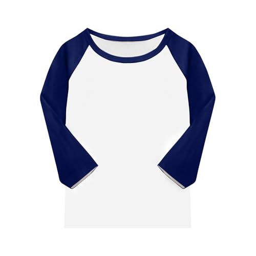 3/4 Length Sleeve Girls Shirts Crew Neck Color Block Blouses Half Sleeve Tops Curved Hem Kids Summer Outfits2