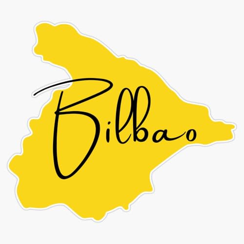 Bilbao Spain Map Yellow Silhouette Travel Destination Spanish City 5" Vinyl Decal Bumper Sticker