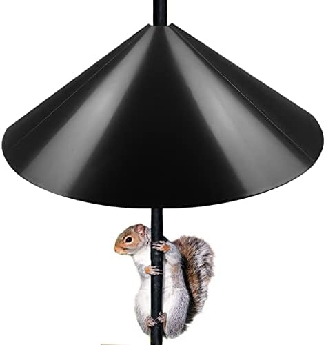Queension Squirrel Proof Baffle, 19-inch Wide Squirrel Guard Stopper for Outdoor Bird Feeder Poles or Outside Shepherd Hooks, Save Bird Houses from Squirrels, Raccoons, and Rodents, Black, 1 Pack…