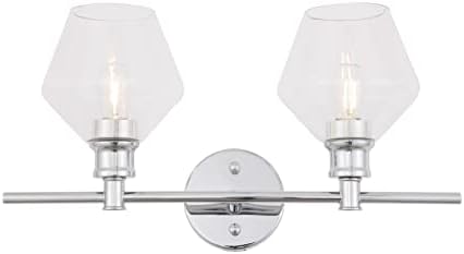 Living District Gene 2-Light Mid-Century Metal Wall Sconce in Chrome and Clear