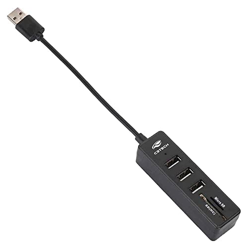 C3Tech Hub USB 2.0 5 Portas HU-L200BK Preto USB 2.0-3 entradas USB, 1 entrada de Cartão de memória S