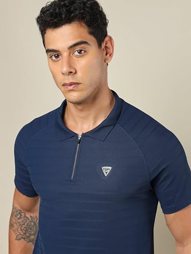 Image of TECHNOSPORT Men's Polyester Slim Fit Polo T-Shirt - (P691 P) Pack of 1