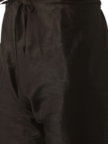 Image of SOJANYA (Since 1958 Men's Silk Blend Black Kurta Pyjama & Sherwani Set