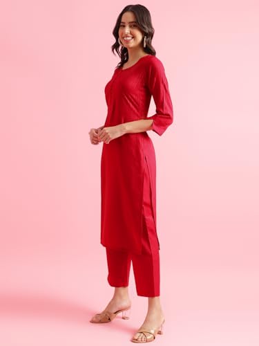 Image of Hritika Magenta Viscose Rayon Straight Pattern Kurtaset (HRKB0048MGNTA XXL)
