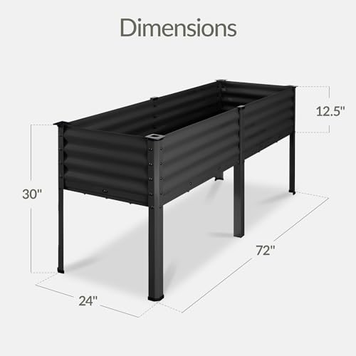Image of Best Choice Products 72x24x30in Non Toxic Galvanized Raised Garden Bed, Metal Elevated Planter Box, Vegetable Garden, 100% Non Toxic Materials - Charcoal