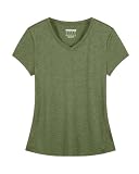 [KEFITEVD] 半袖tシャツ レディース 大きいサイズ vネック ランニングシャツ ゆったり ストレッチ ピラティス ヨガウェア 吸汗速乾 涼しい 夏服 グリーン 3XL