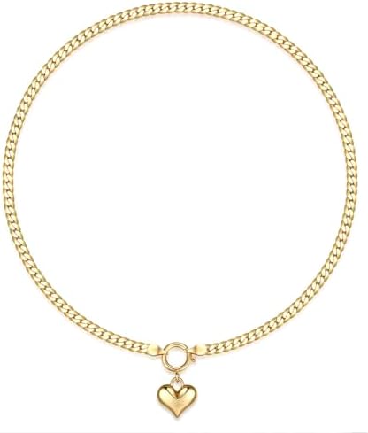 NUZON 2-Tone Interlocking | Sunburst Heart | CZ Evil Eye | Single Pear | Love Heart Pendant Necklace for Women 18K Gold Chain Necklace Protection Prayer Faith Jewelry