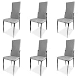amuéblate Online - Pack de 6 Sillas Tapizadas para Salón, Comedor, Acabadas en Marengo y Patas Cromadas, Modelo Atena, Medidas: 43 cm (Ancho) x 48 cm (Fondo) x 99,5 cm (Alto)