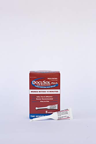 Docusol Plus Docusate Sodium With Benzocaine Mini Enema, Clear, 5 Ml, 5 Count #TOP1
