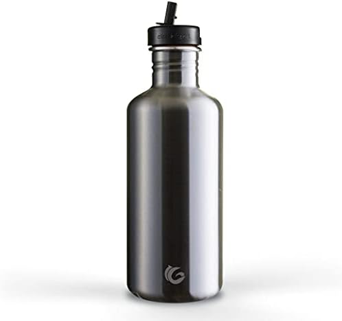 One Green Bottle - Water Bottle With Straw, Stainless Steel Water Bottle, Tough Canteen Bottle for Sports and Travel 1200ml - Liquorice Black