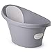 Shnuggle - Bañera para bebé de hasta 12 meses con tapón en la parte inferior, color gris oscuro con respaldo blanco, 1,2 kg