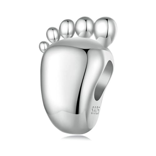 Cuentas de plata de ley 925 con huellas de bebé para pulseras CMBSSTFC