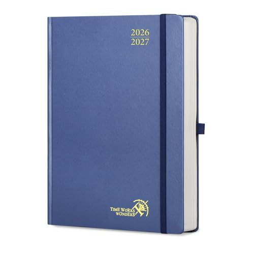 POPRUN 2026-2027 Daily Planner One Page Per Day Even Weekends (A4 Large Size - 8.5" x 12") - Academic Calendar Book(July 2026 - June 2027), 2026 Day Appointment Book, Hardcover - Navy Blue