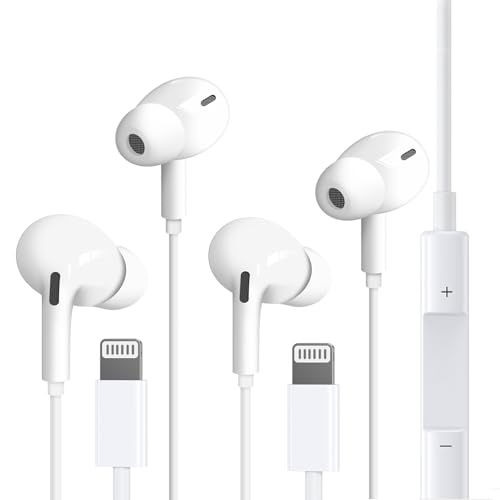 2 Packs for iPhone Headphones Wired Earbuds/Earphones Nosie Reduction Built-in Microphone & Volume Control Headsets Compatible with iPhone 14/13/12/11/XR/XS/X/8/7/SE/Pro/Pro Max.