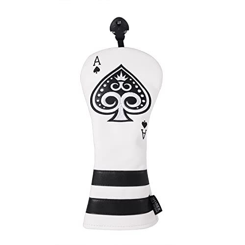 SHABIER Poker Ace Golf Wood Headcover Golf Driver/Fairway Woods/Hybrid Rescue Headcover (White Hybird Cover)