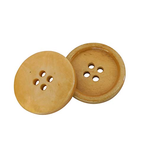 Konak Buttons Set of 10 Butterscotch Color Natural Genuine Ox Bone Buttons 25mm 1 Inch for Pea Coats, Overcoats, Winter Coats, Pea Coats, and Sewing