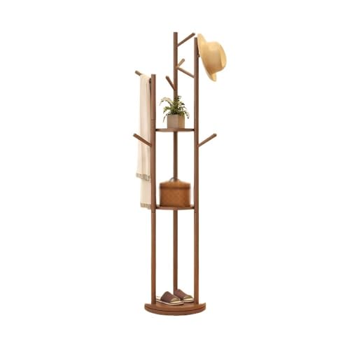 Perchero de madera maciza de pie para pasillo, dormitorio y sala de estar, soporte giratorio para sombreros, elegante perchero de nogal para organizar abrigos y accesorios