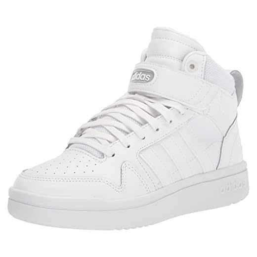adidas Women's Postmove Mid Basketball Shoe, White/White/Grey One, 8