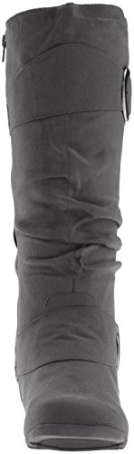 Brinley Co. Womens Buckle Knee-High Slouch Boot In Regular And Wide-Calf Sizes Grey, 8 Regular Us #TOP1