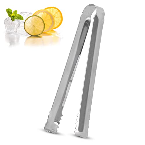Pinzas para hielo de acero inoxidable, tenazas para servir de 6,3 pulgadas Pinzas de cocina con dientes de garra para cubos de hielo, barras, bolas de hielo