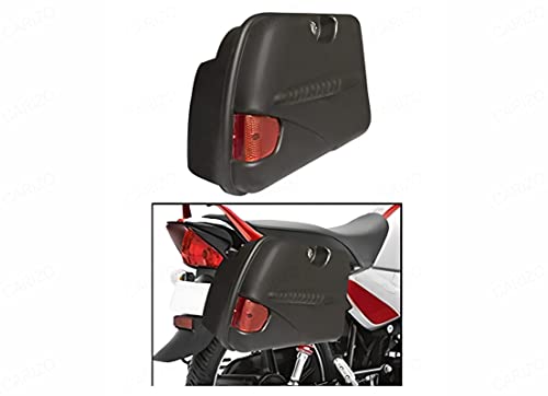 Image of CARIZO Plastic Bike Side Luggage Box Black 10 Ltrs With Lock And Reflector Compatible With Royal Enfield Standard 350 Twin Spark