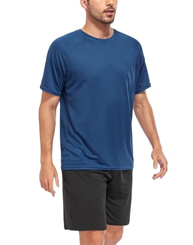 Kinglaman Mesh Workout Shirts for Men Dry Fit Gym Shirts Quick Dry Athletic Short Sleeve Sports T-Shirt Moisture Wicking 1 Black 1 Gray 1 White 1 Blue 1 Green Large