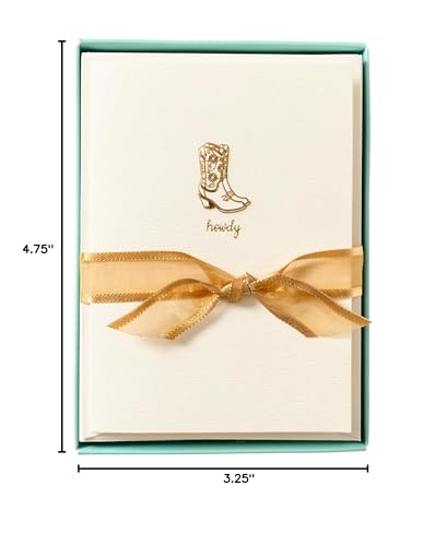 Image of Graphique Cowgirl Boots Cards, Pack of 10 Cards with Envelopes, All Occasion Greetings, Blank Inside, Gold Foil Embossing, La Petite Press Collection Boxed Set, 3.25 inch x 4.75 inch
