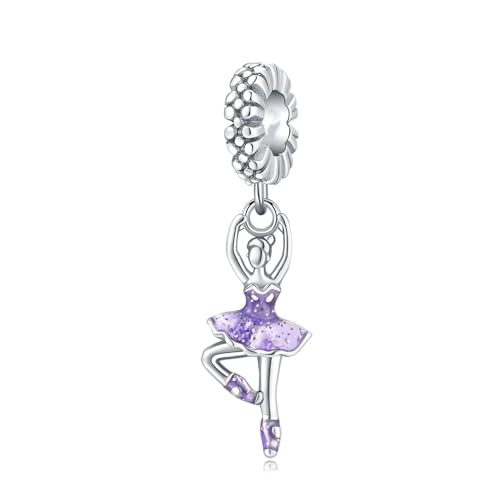 Image of Ballet Charm 925 Sterling Silver Dancer Shoes Anniversary Heart Pendant Family Birthstone Mom Dangle for Pandora Charm Bracelet