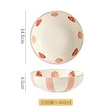 Świeża, urocza i delikatna ceramiczna miska śniadaniowa w stylu koreańskim - różowa