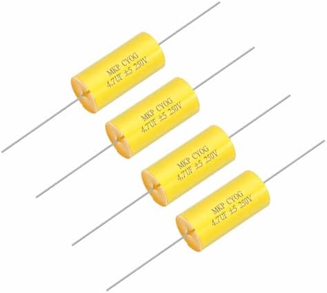 MECCANIXITY 4Pcs 4.7uf Frequency Divider Capacitor, 250V Axial Audio Speaker Crossover MKP Film Capacitor
