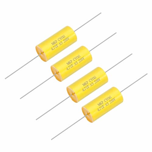 MECCANIXITY 4Pcs 4.7uF 250V Axial Audio Capacitor MKP