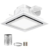 Fuairmee Bathroom Exhaust Fan with Light, 110CFM Vent Fan with Light 3000K/4500K/6000K, Quiet Bathroom Vent Fan with Lever Wire Connectors&Duct, 12 Inch Ceiling Mount Exhaust Fan