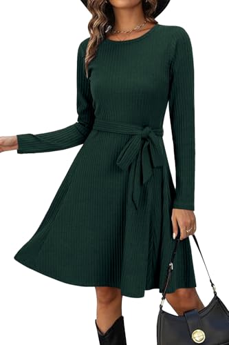 Newshows Women's Long Sleeve Fall Teacher Dresses 2025 Work Casual Knit Pockets Winter Sweater Dress Trendy