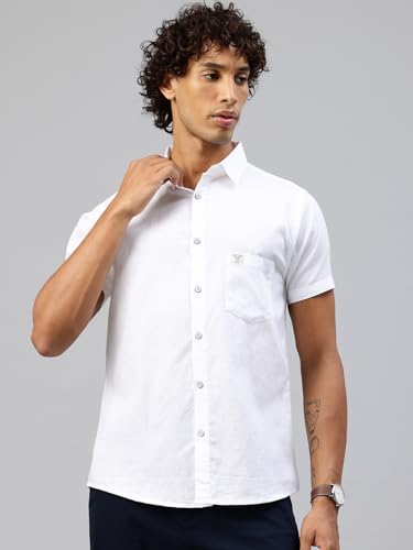 Image of Majestic Man Men Slim Fit Pure Cotton Solid Half Sleeve Casual Shirt