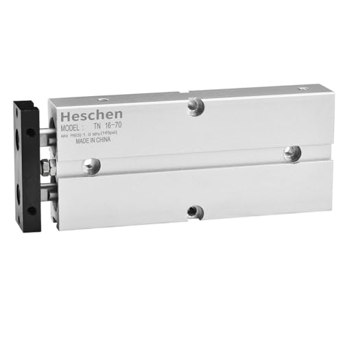 Heschen Pneumatischer Luftzylinder, TN16-70(TDA16-70), Bohrung 16 mm, doppelstabiger, doppeltwirkender Aluminium-Pneumatik-Luftzylinder, mit Magnet (Hub: 70 mm)