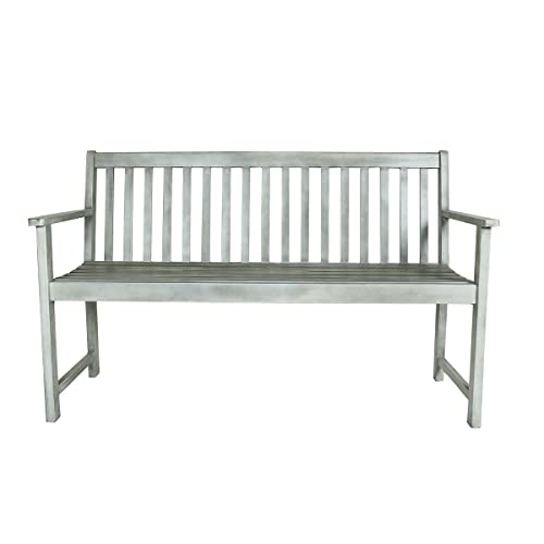 CHARLES BENTLEY FSC® 100% Acacia White Wooden 2 Seater Bench, Outdoor, Garden, Furniture, Patio, Park, Modern Design, Sustainable, Hardwood, Ethically Sourced, Durable, 160kg Capacity (141x59x87cm) - Image 4