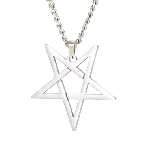 TEAMER Collar de Pentagrama Punk Colgante de Pentagrama Invertido Collar Símbolo Satánico Joyería Amuleto Para Mujeres Hombres (Plata) | Ya disponible en tu tienda friki favorita! En mundofriki.es!