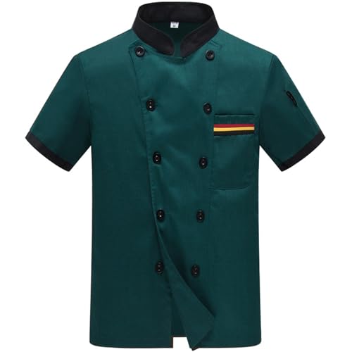 Men's Chef Coat Uniform Short Sleeve Cook Jacket Restaurant Kitchen Work Breathable Clothes