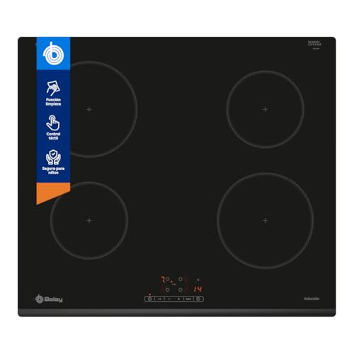 Balay 3eb861fr - Encimera, Inducción, Encastrable, 60 Cm, 4, Negra Bisel Delantero, 2 Zonas Diámetro 18 Cm, Control Táctil De Fácil Uso