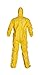 DuPont QC122SYL2X00 Tychem QC Chemical Protection Coveralls with Serged Seams, Front Zipper Closure, Attached Hood & Sock Boots, Elastic Face & Elastic Wrists, 2XL, Yellow