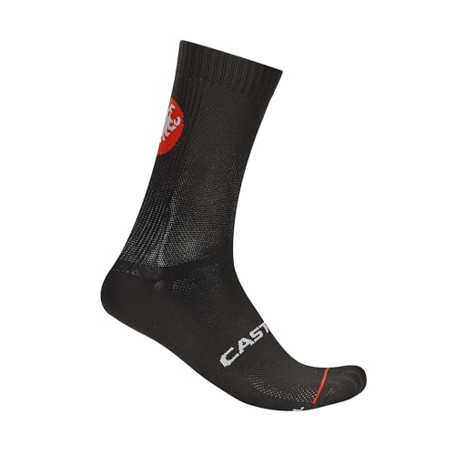 CASTELLI Entrata 18 Sock, Moisture-Resistant Cycling Socks with Midfoot Support for All-Day Comfort for Men & Women - Black - Small/Medium