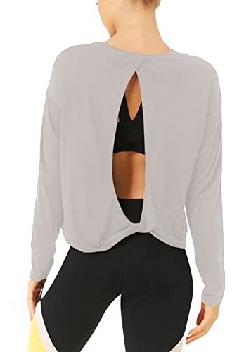 Bestisun Women's Long Sleeve Yoga & Running Top Gray XL