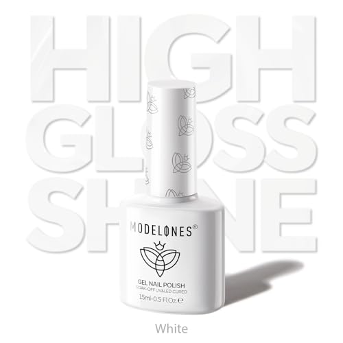 Image of modelones HEMA-Free White Gel Nail Polish 15ml, 28+ Days Long Lasting, UV LED Soak Off, 15ml Summer Nail Art & Suit for French Tip, Glazed Clean Girl